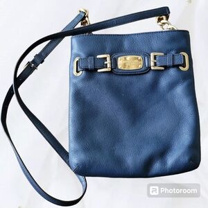 Michael Kors Hamilton Pebbled Leather Navy Crossbody Bag